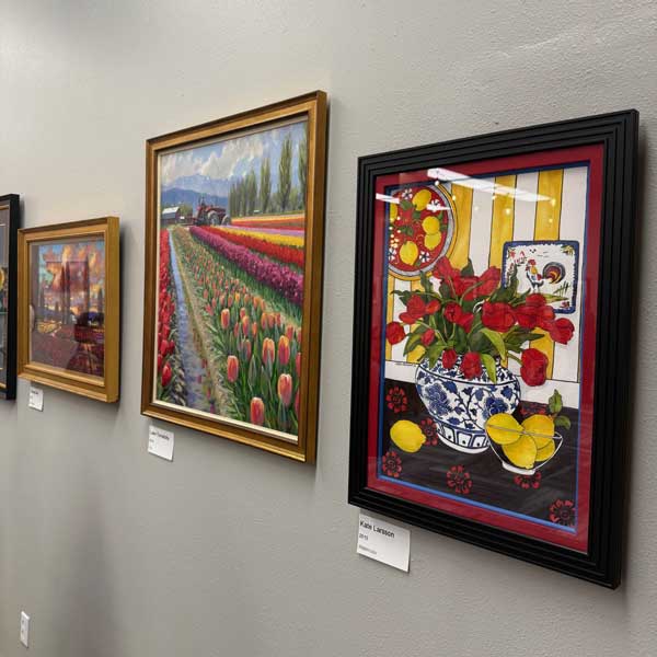 aerial view of tulip fields